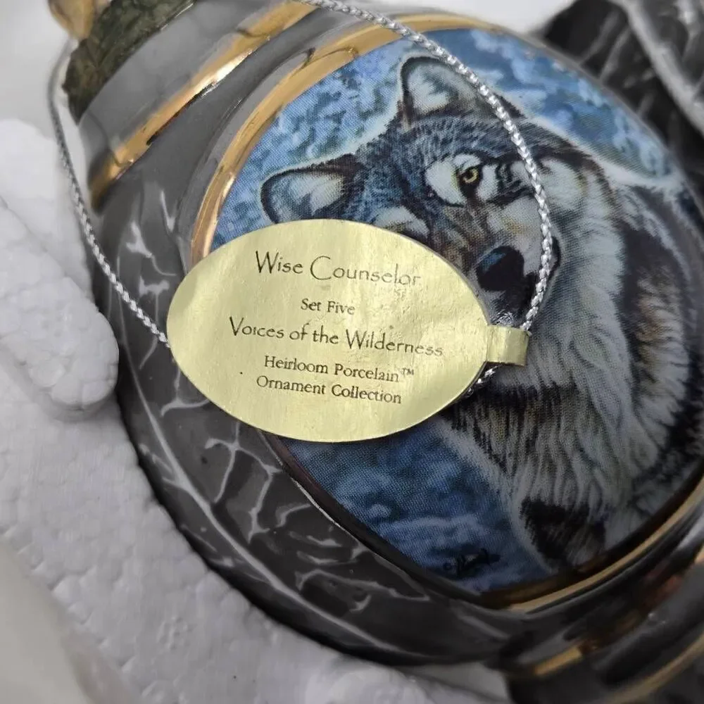 BRADFORD EDITIONS VOICES OF THE WILDERNESS SET 5 3 X WOLF 3D CHRISTMAS ORNAMENT